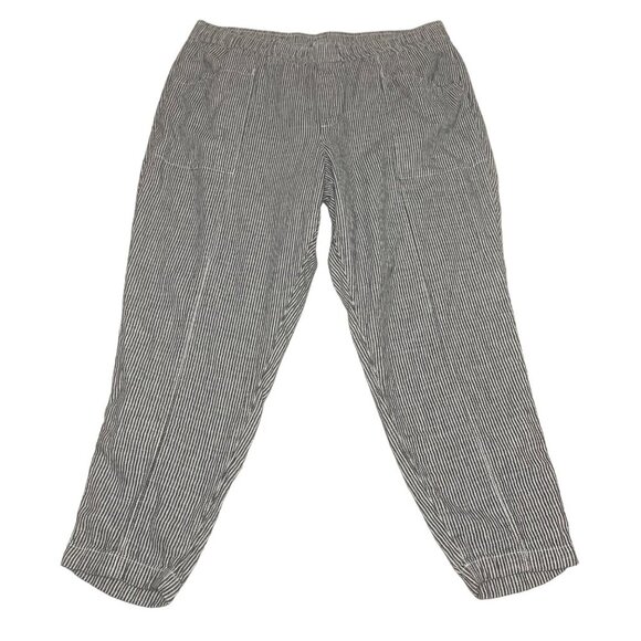 Old Navy High-Waisted Blue Striped Cropped Linen-Blend Tapered Pants Women’s XL - Picture 10 of 10